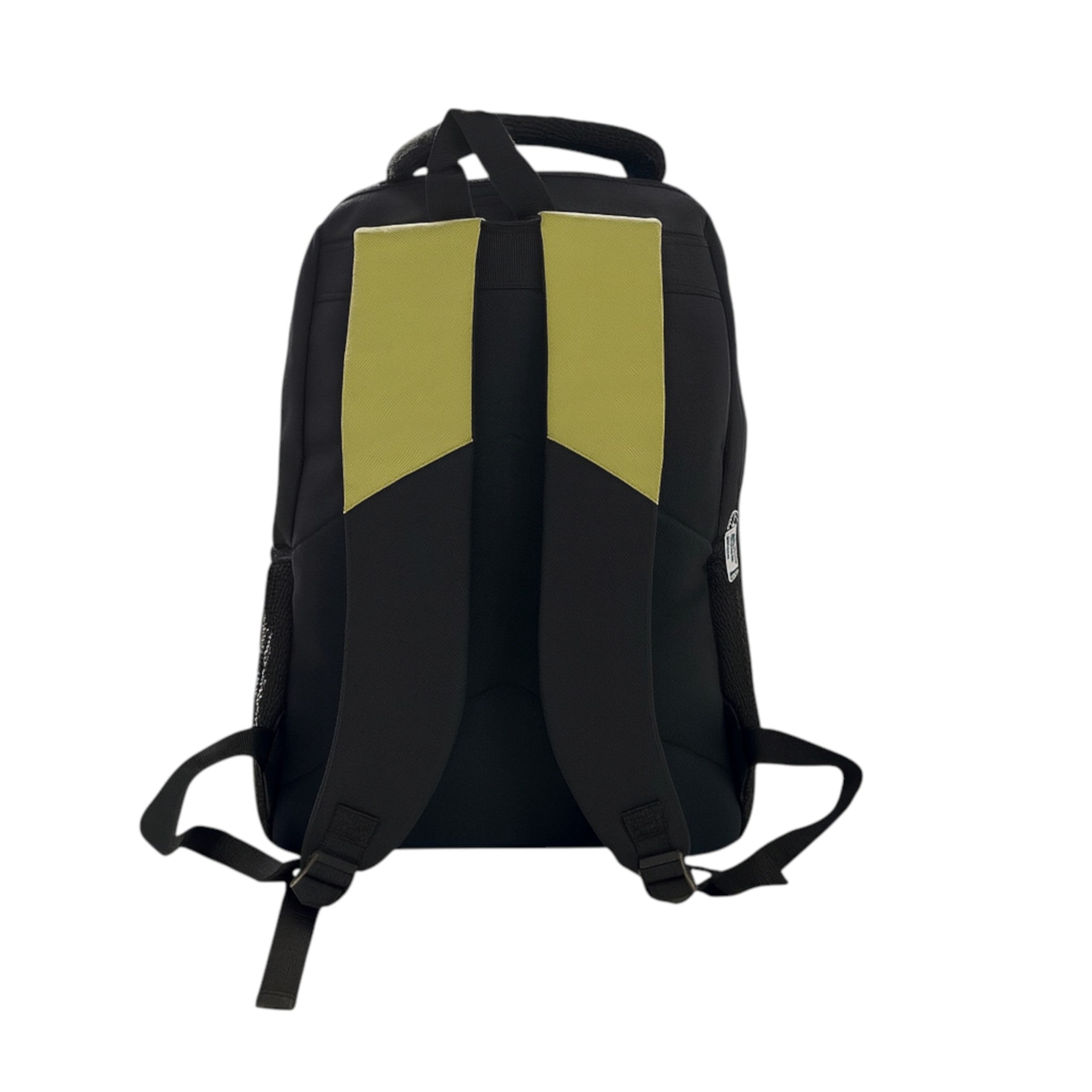 Black and green Everyday Challenger dual compartment backpack with padded shoulder straps, side mesh pockets, and durable water-resistant fabric – ideal for school, work, or travel.